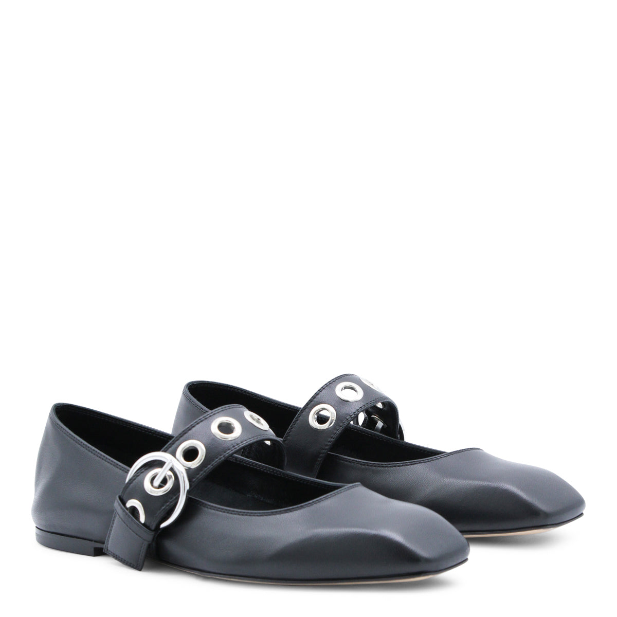 BLACK LEATHER FLATS