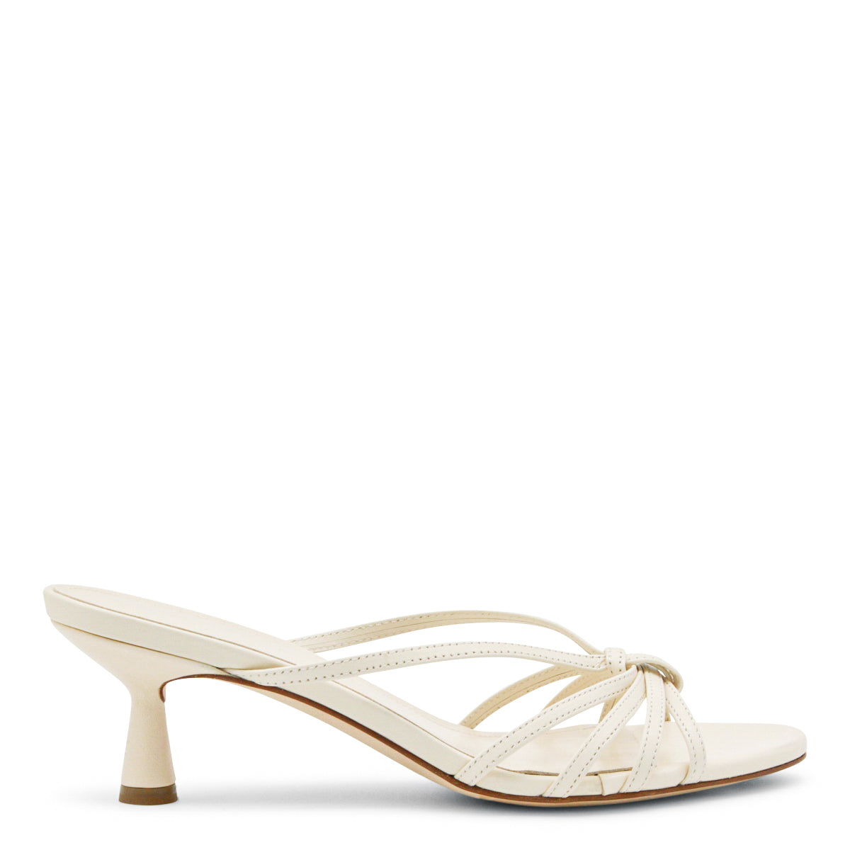 CREAM LEATHER ABBY MULE SANDALS