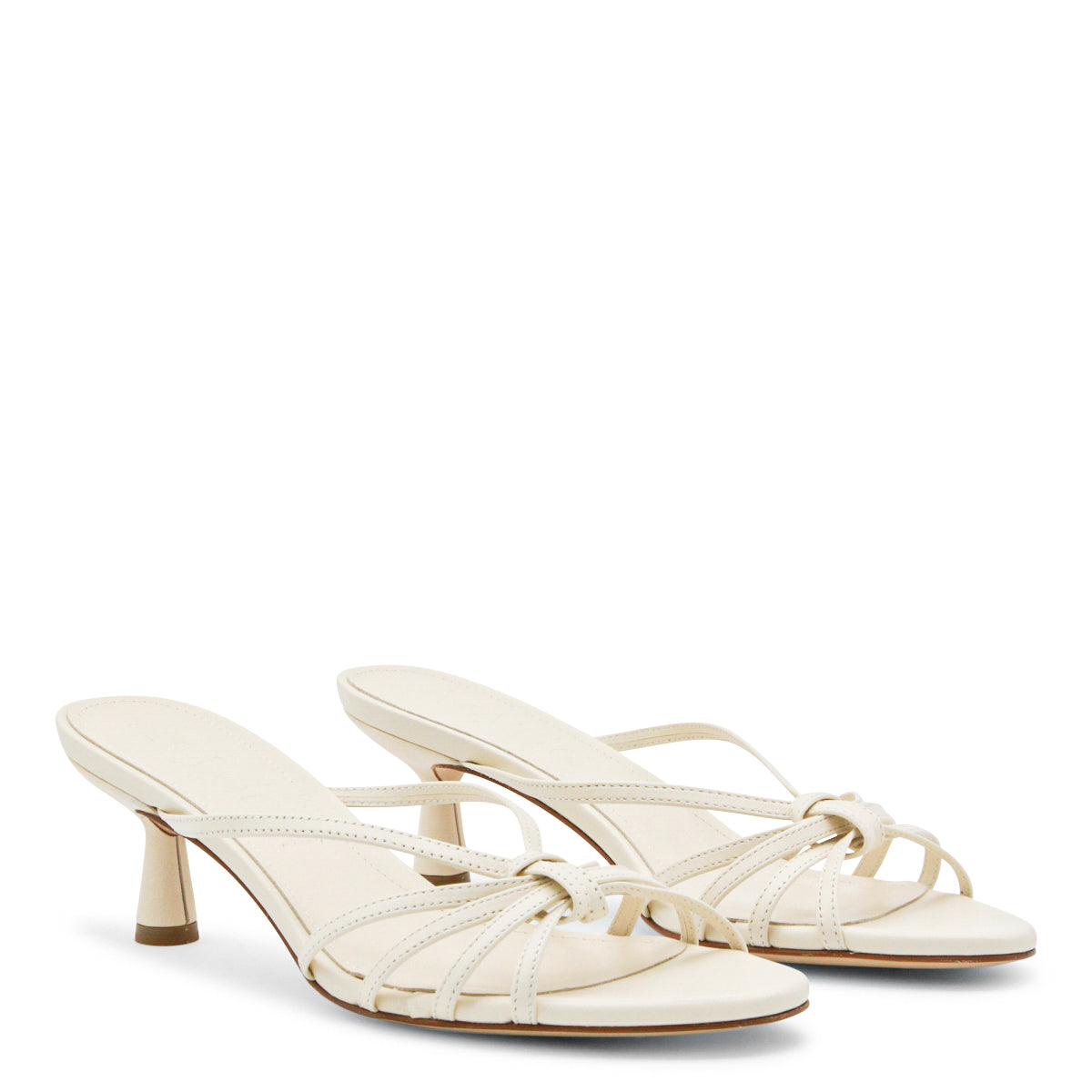 CREAM LEATHER ABBY MULE SANDALS