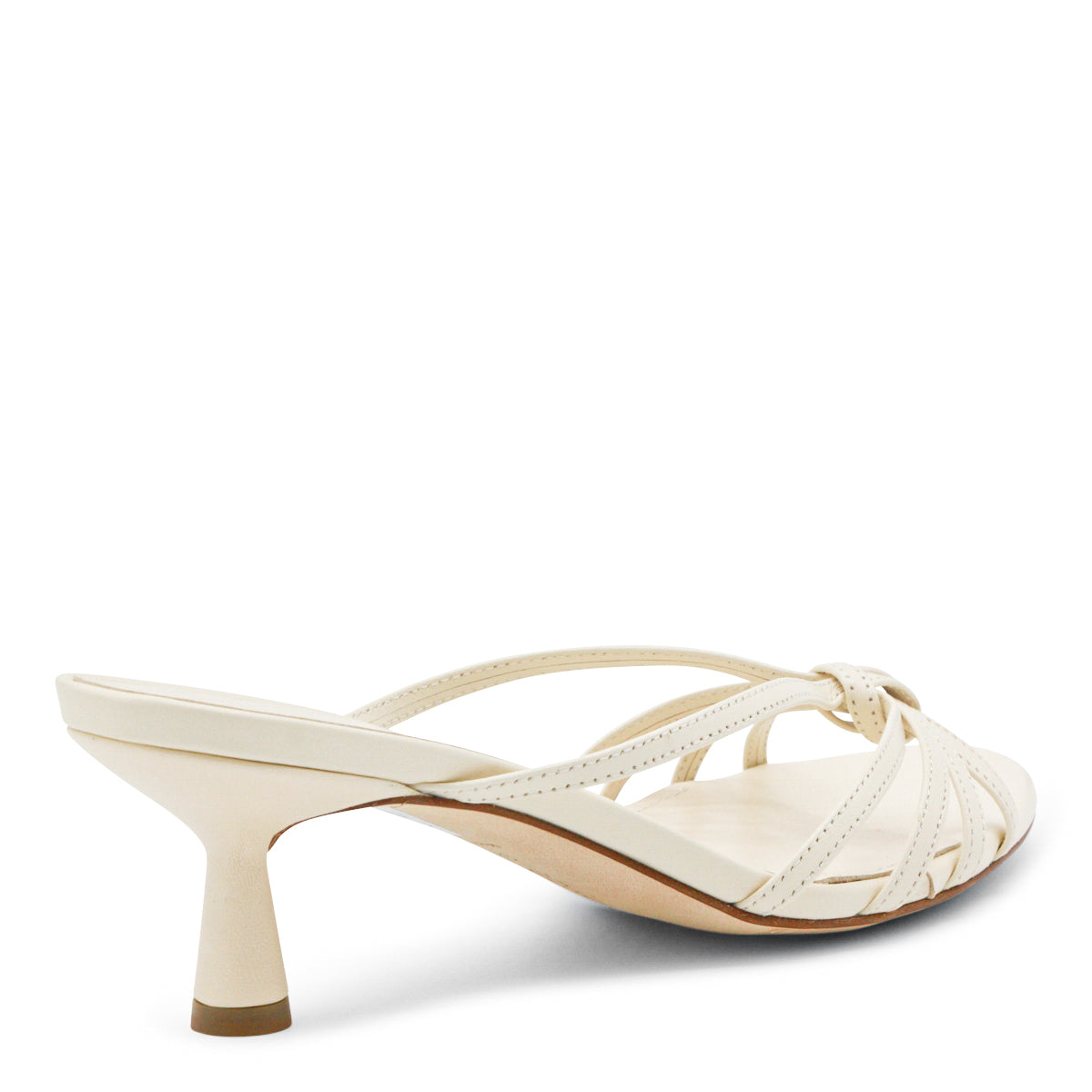 CREAM LEATHER ABBY MULE SANDALS