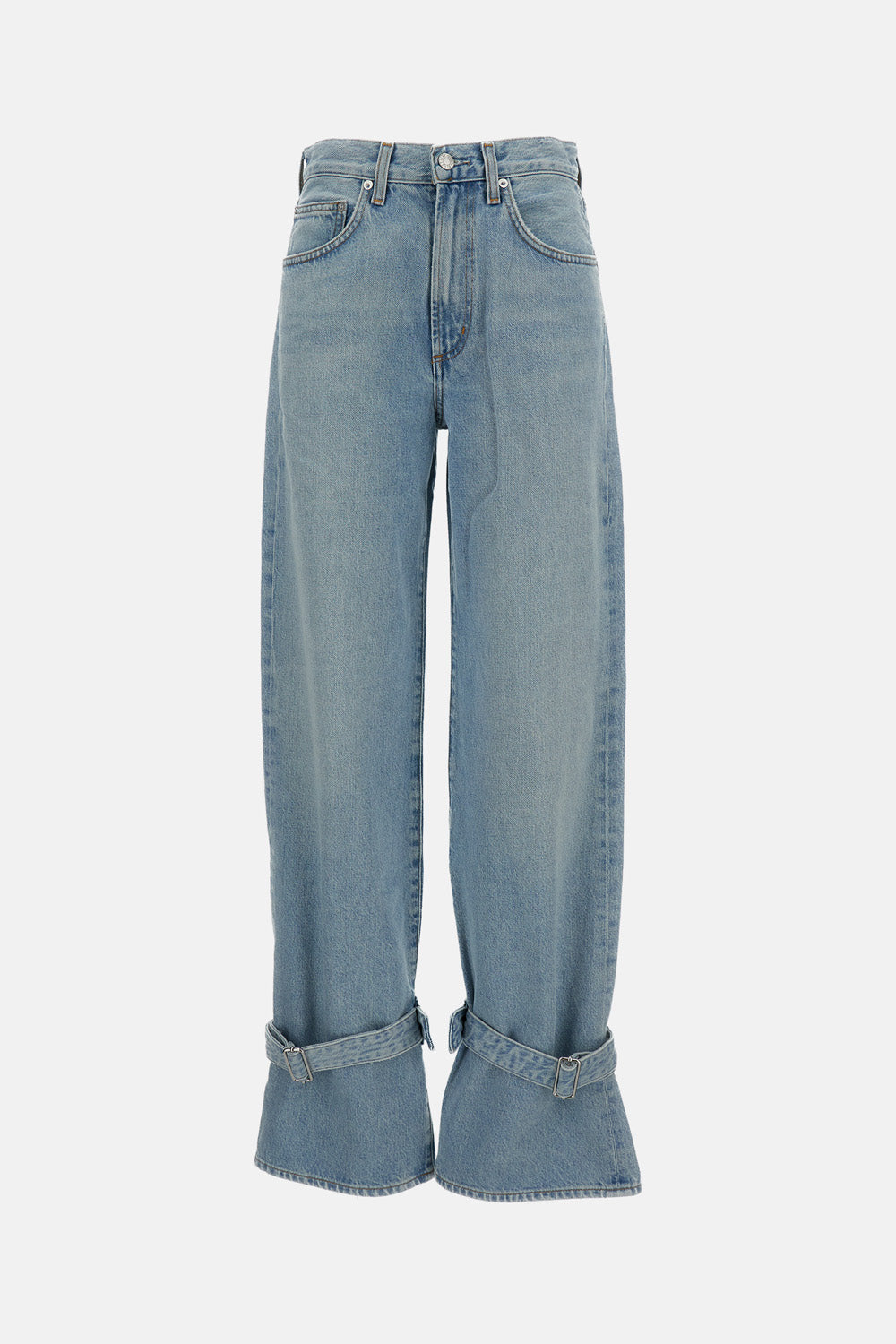 JEANS WITH A CINCHED HEM