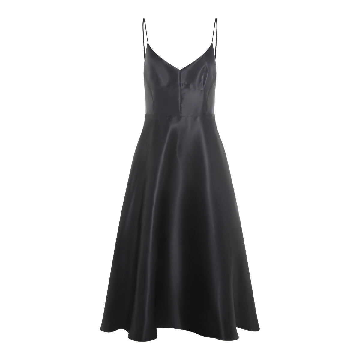 BLACK SILK MIDI DRESS