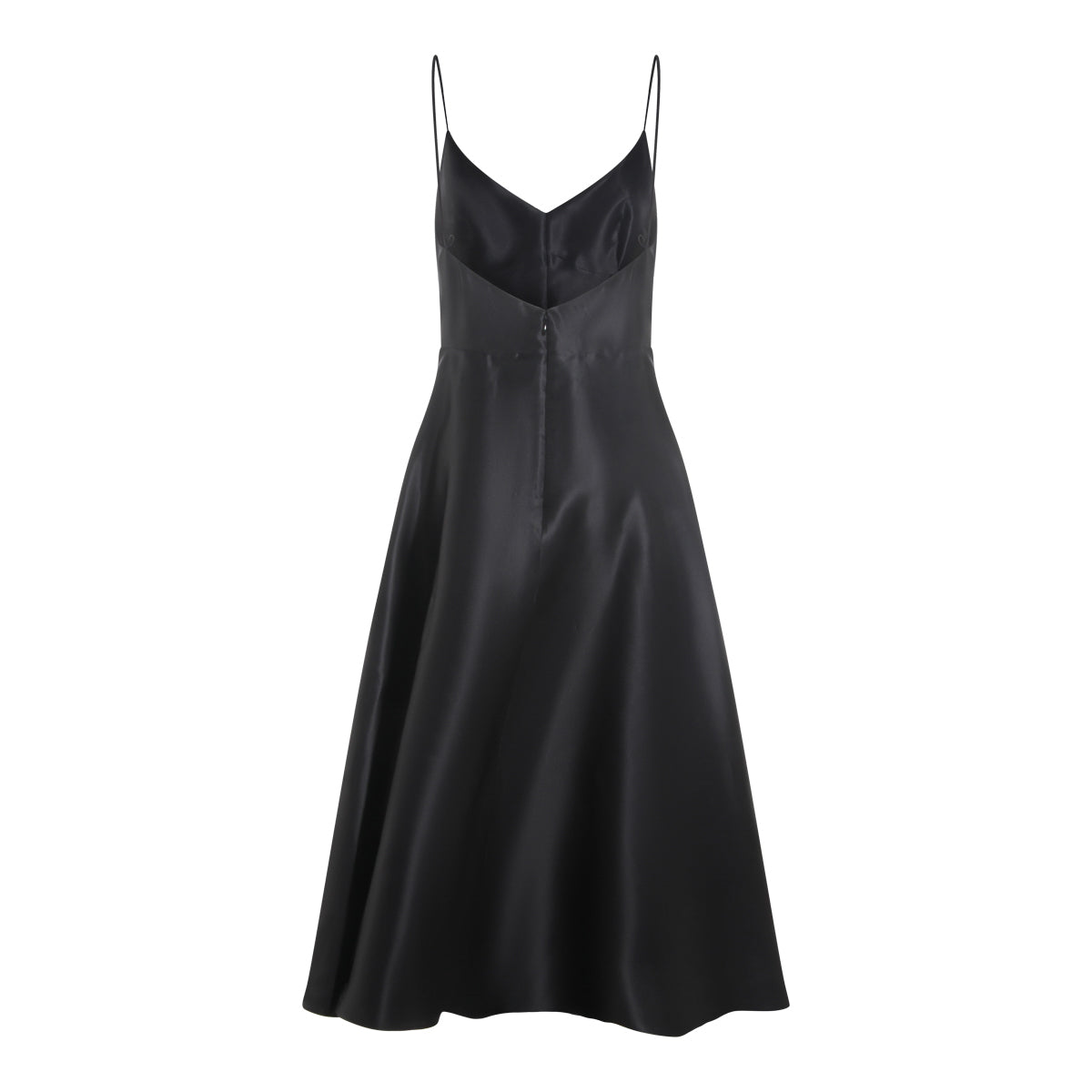 BLACK SILK MIDI DRESS