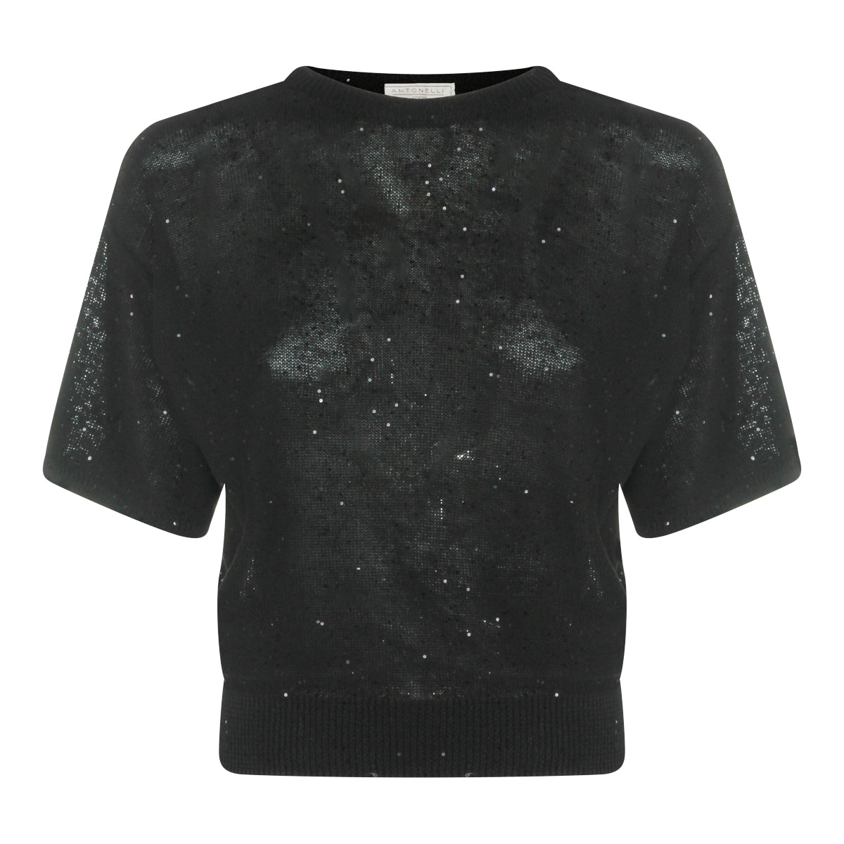 BLACK LINEN COTTON BLEND KNITWEAR