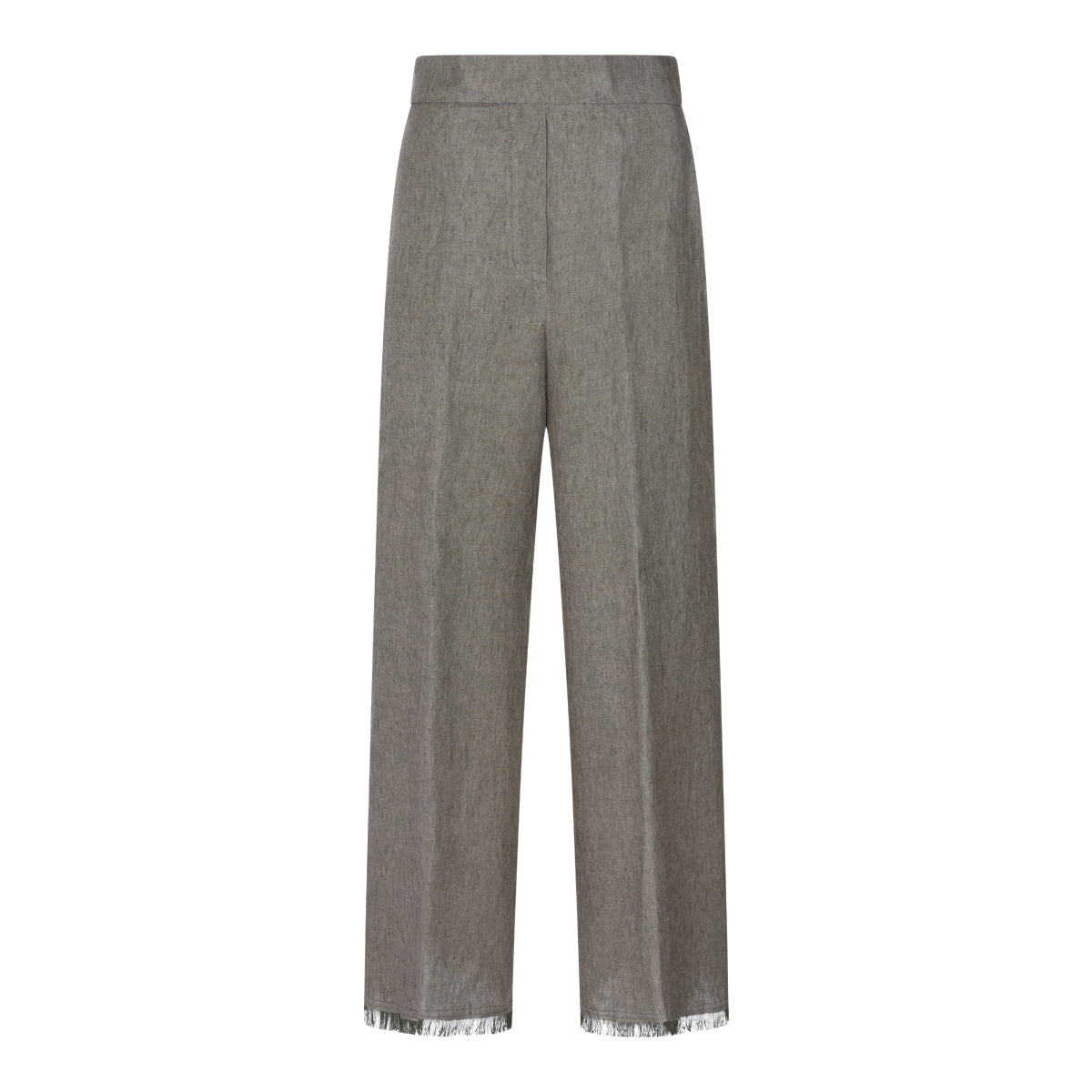 KHAKI LINEN WIDE PANTS
