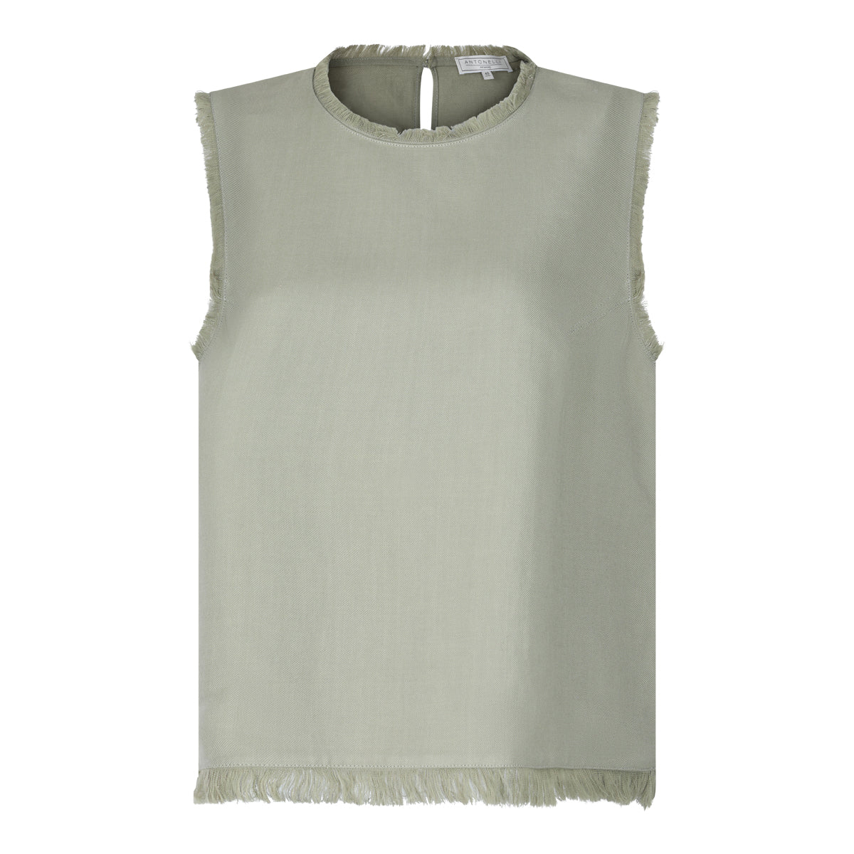 GREEN VISCOSE AND LINEN BLEND TOP