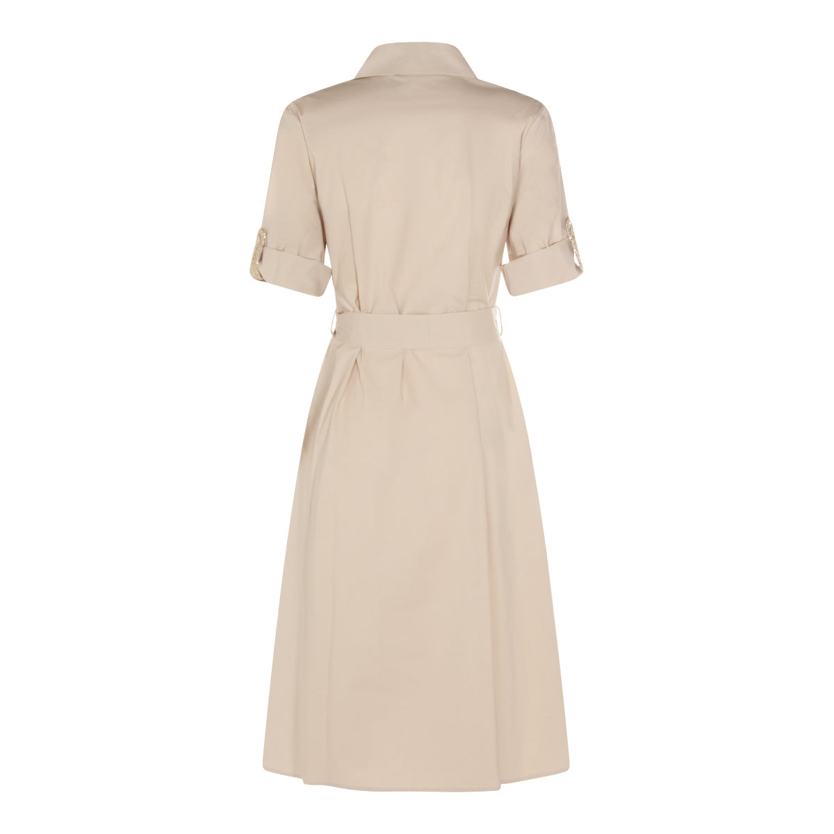 BEIGE COTTON MIDI DRESS