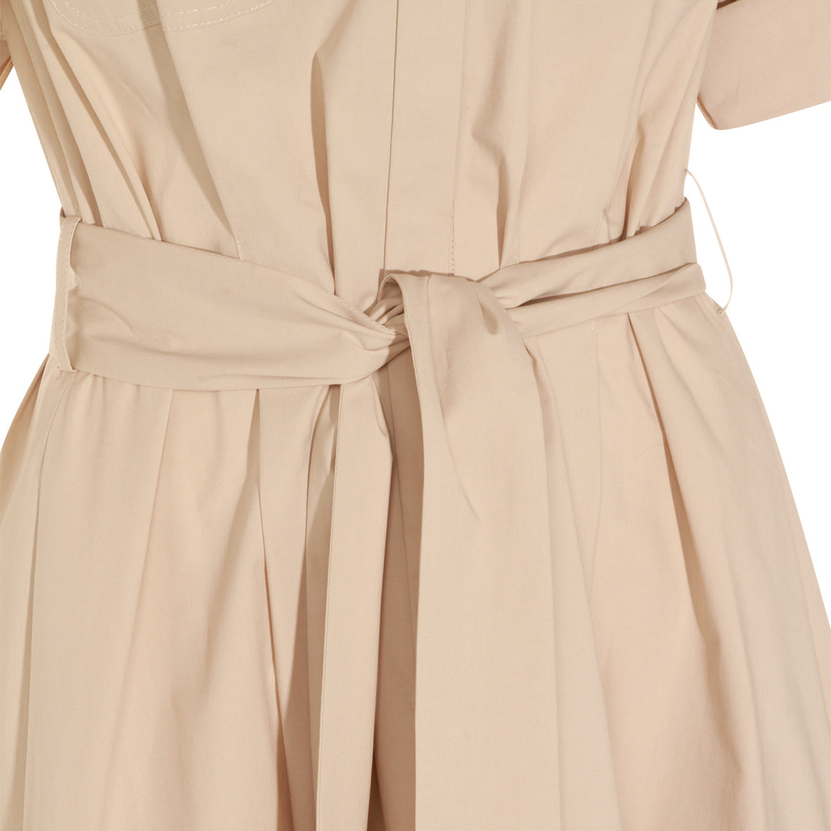 BEIGE COTTON MIDI DRESS