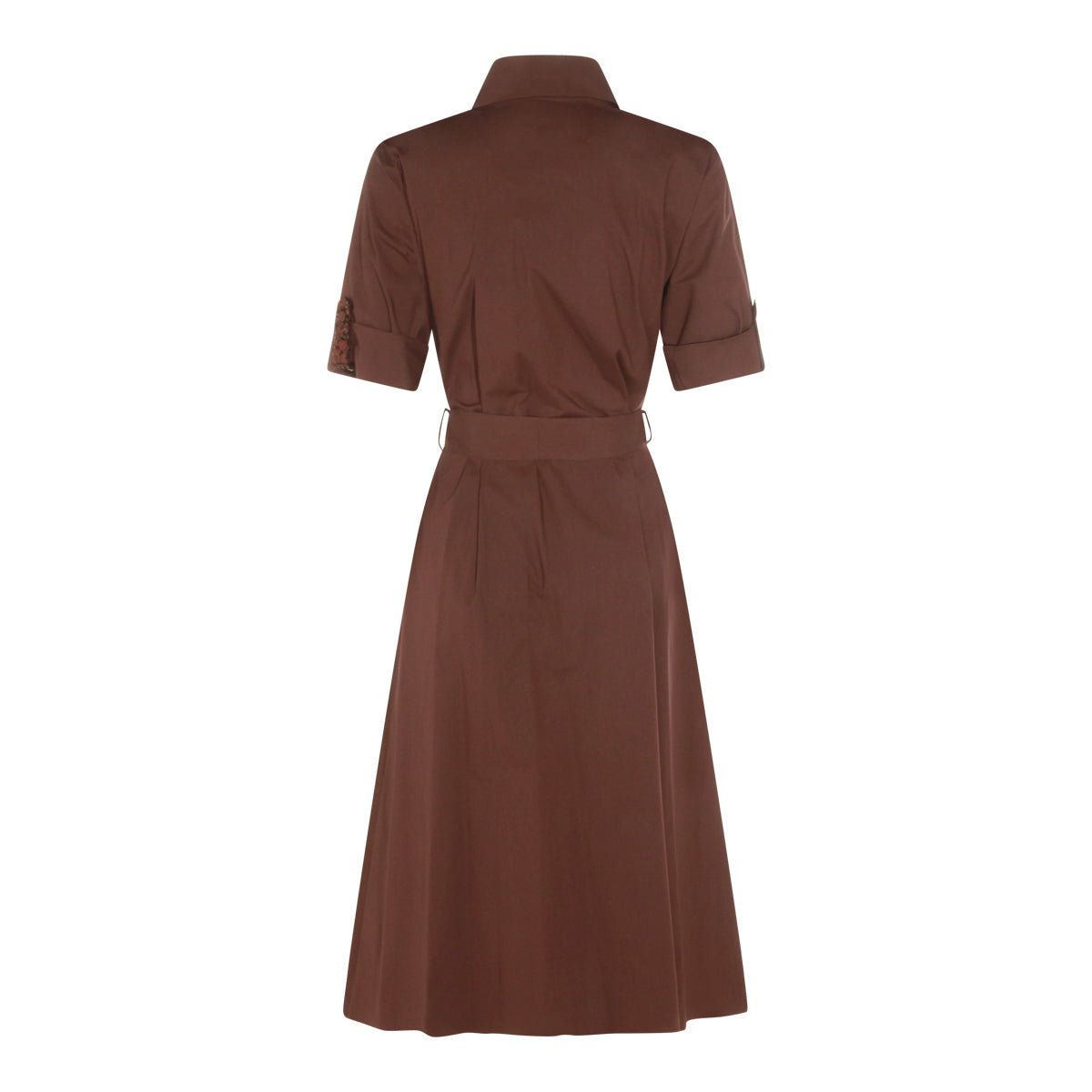 BROWN COTTON MIDI DRESS