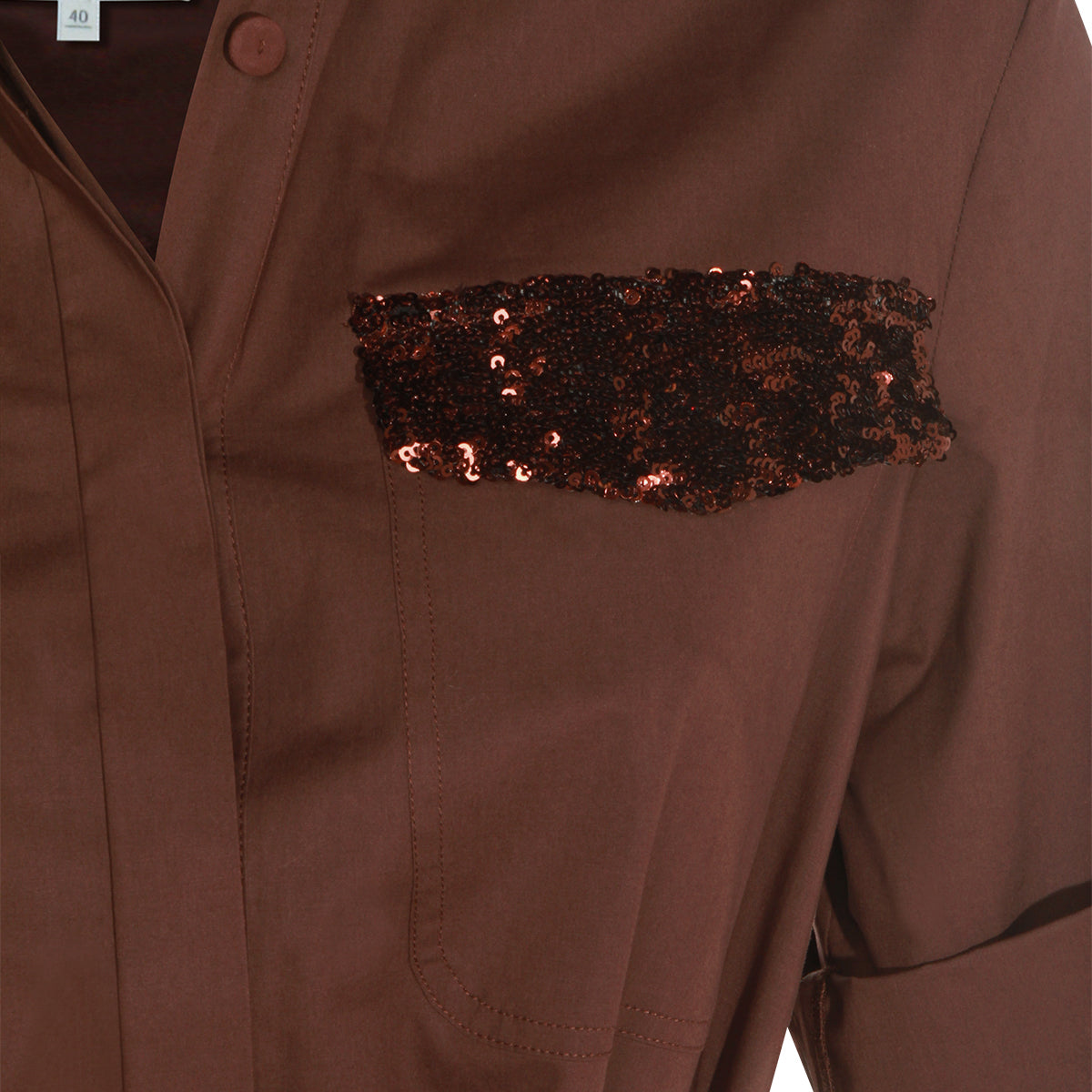 BROWN COTTON MIDI DRESS