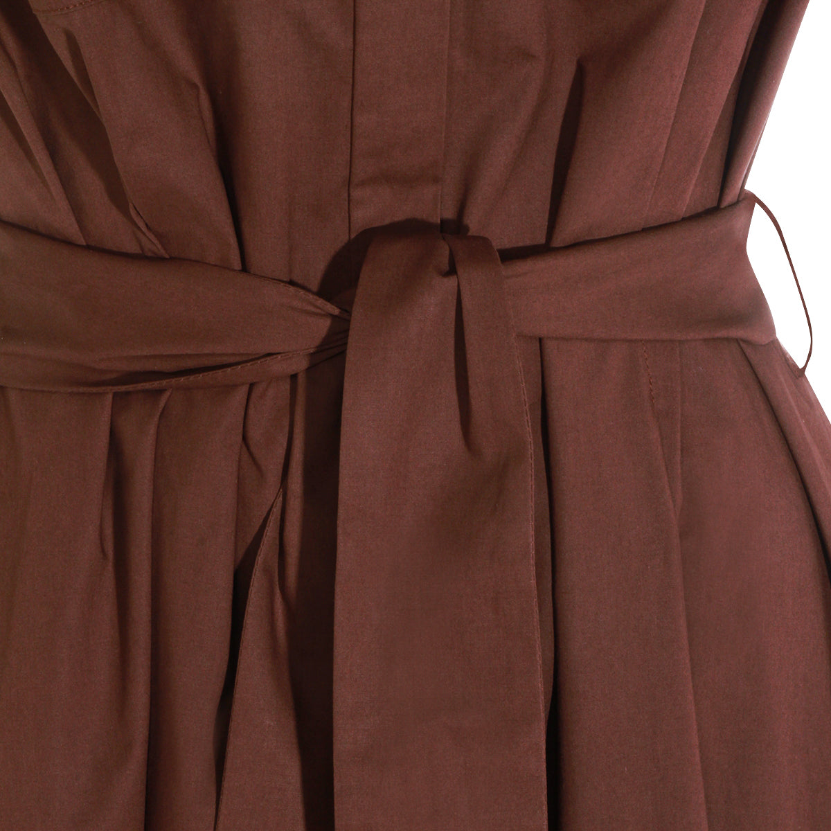 BROWN COTTON MIDI DRESS