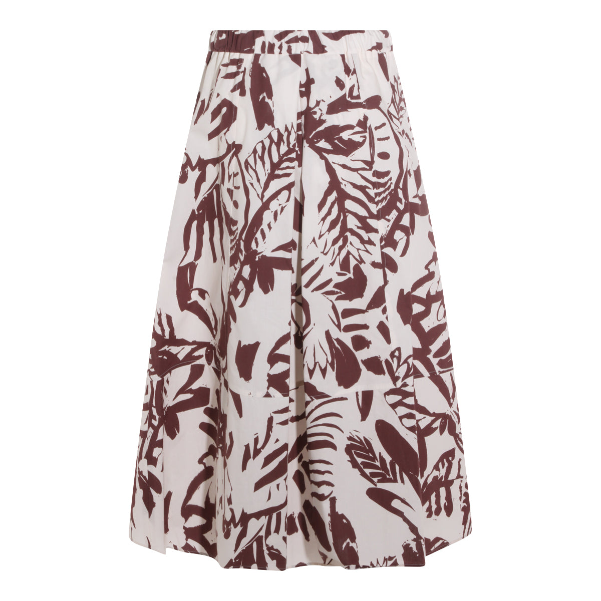 BROWN COTTON MIDI SKIRT
