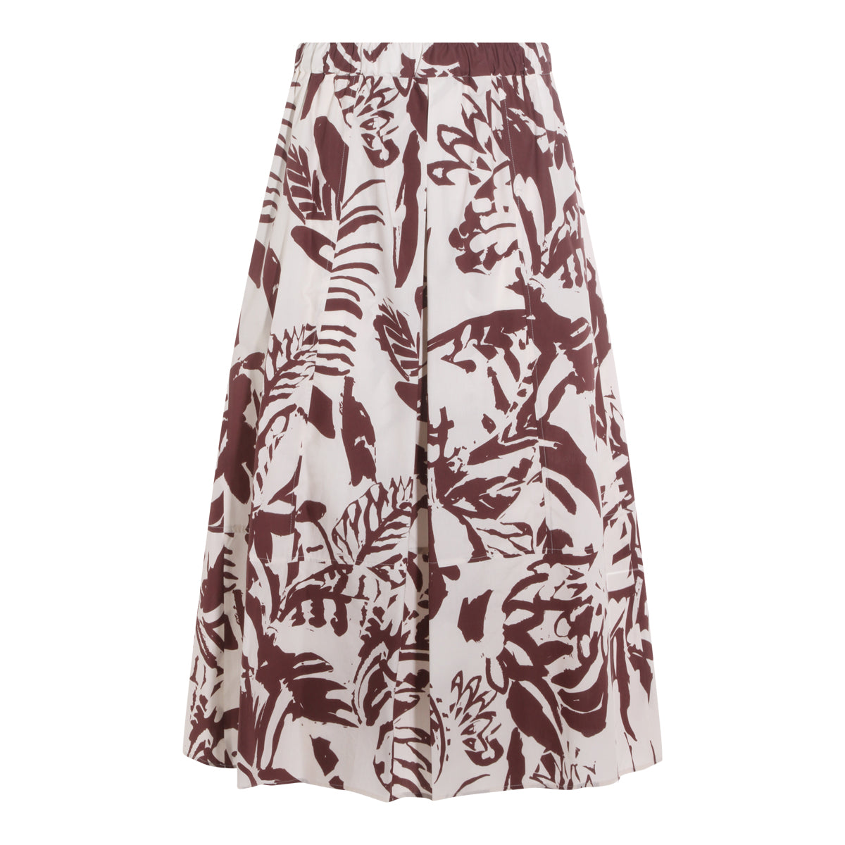 BROWN COTTON MIDI SKIRT
