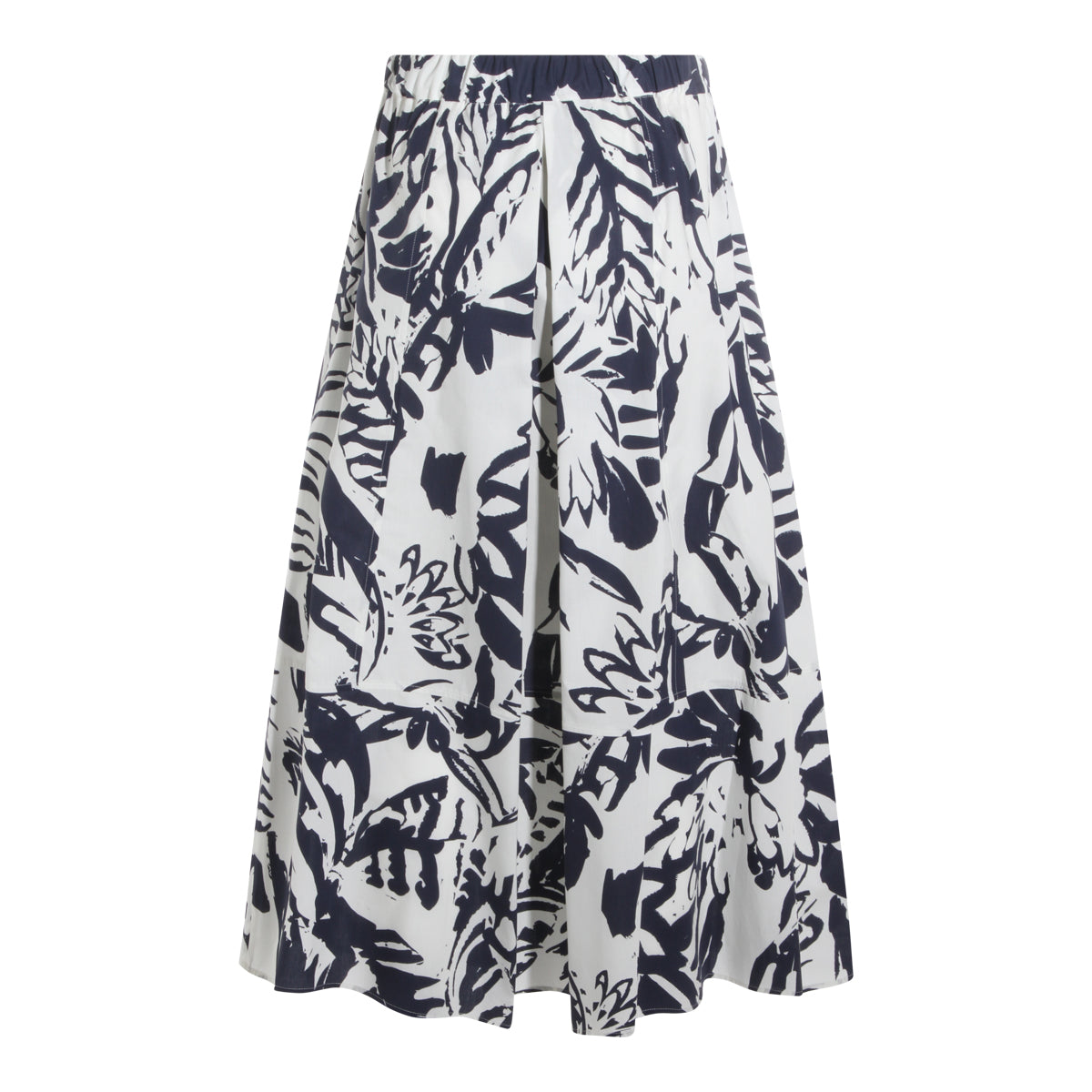 DARK BLUE COTTON MIDI SKIRT