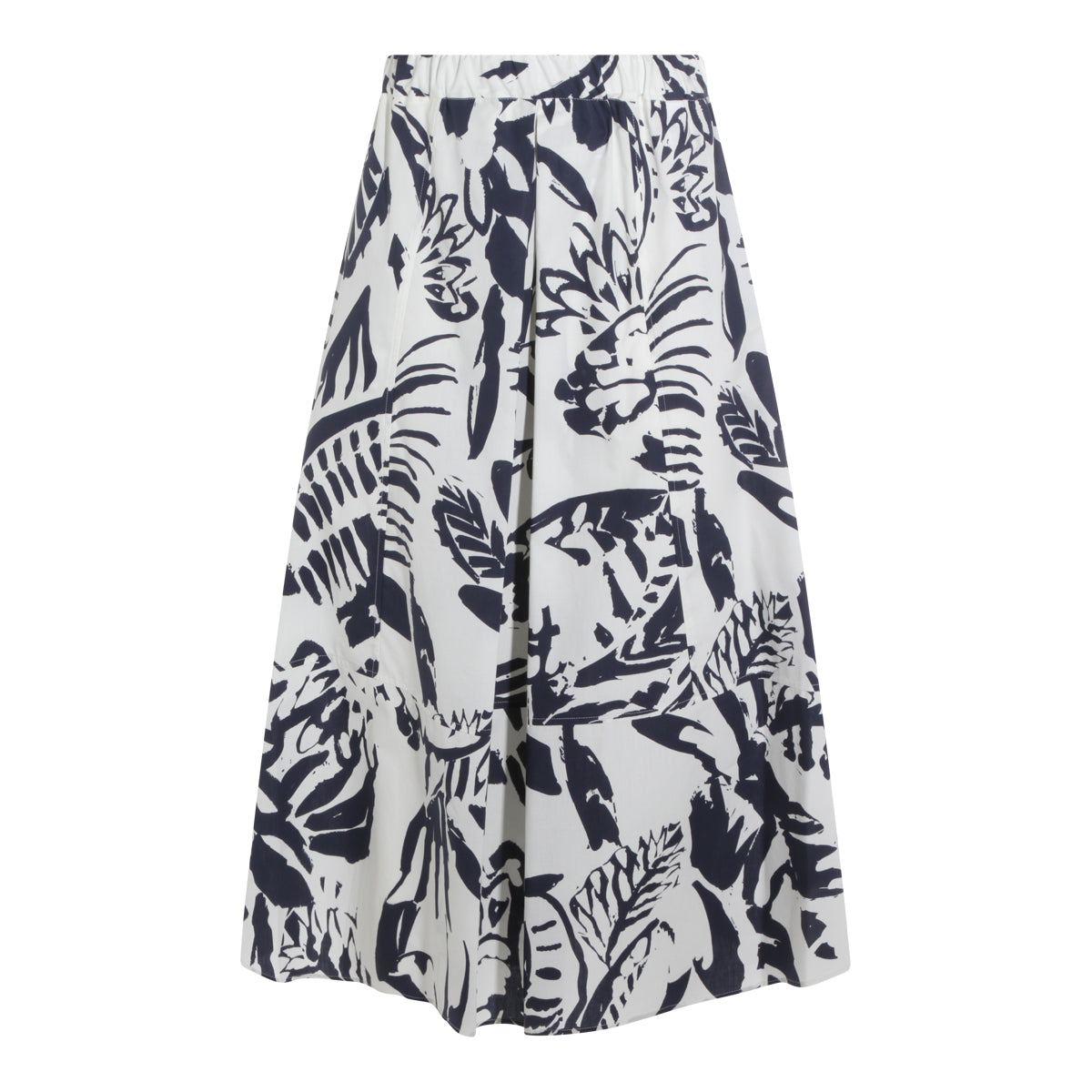 DARK BLUE COTTON MIDI SKIRT
