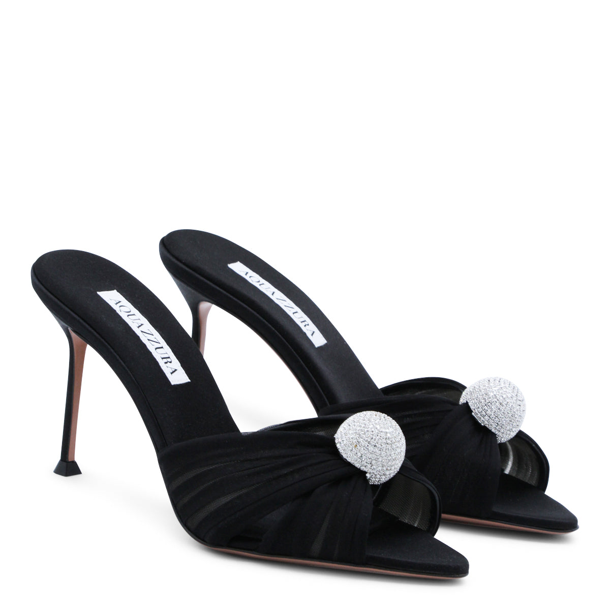 BLACK SATIN MISTERY MULES