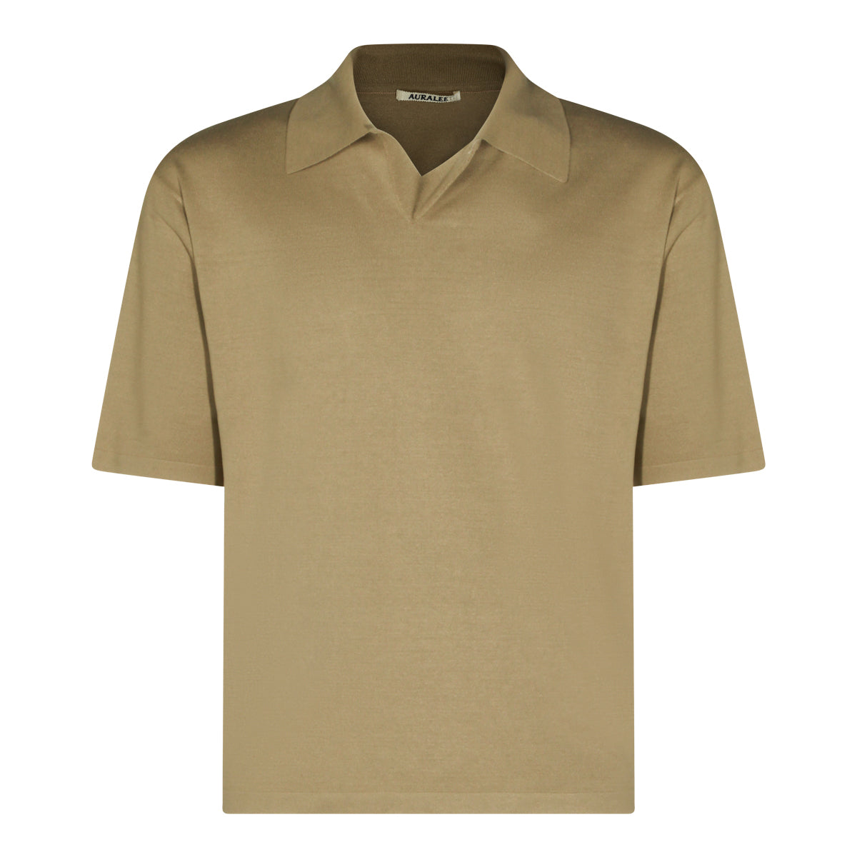 BEIGE SILK POLO SHIRT