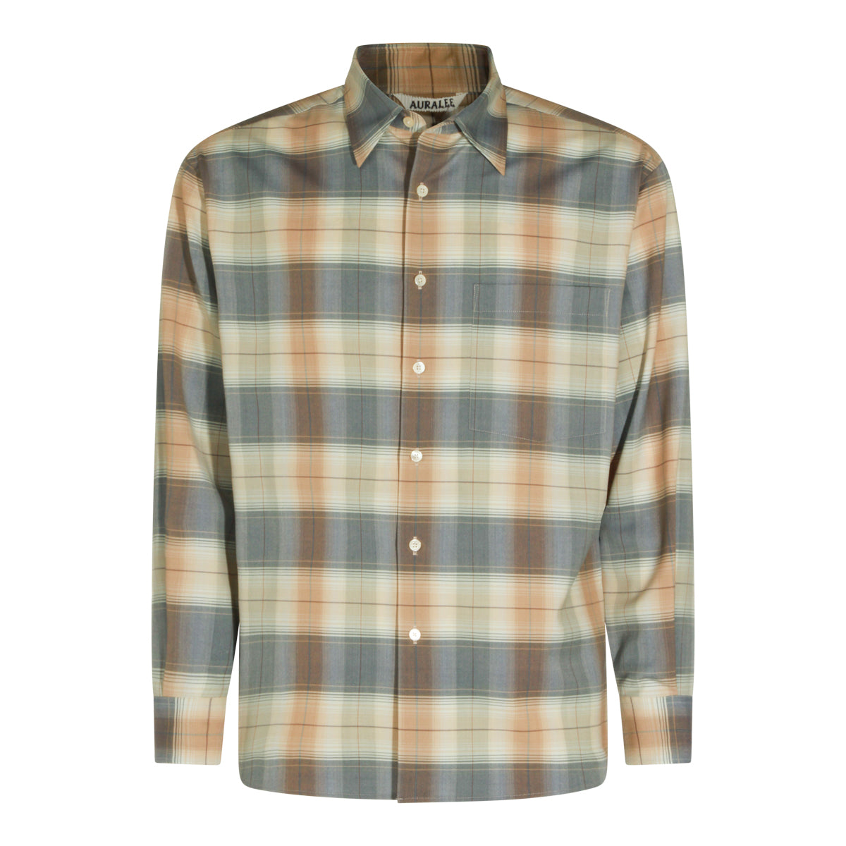 LIGHT BROWN CHECK WOOL SHIRT