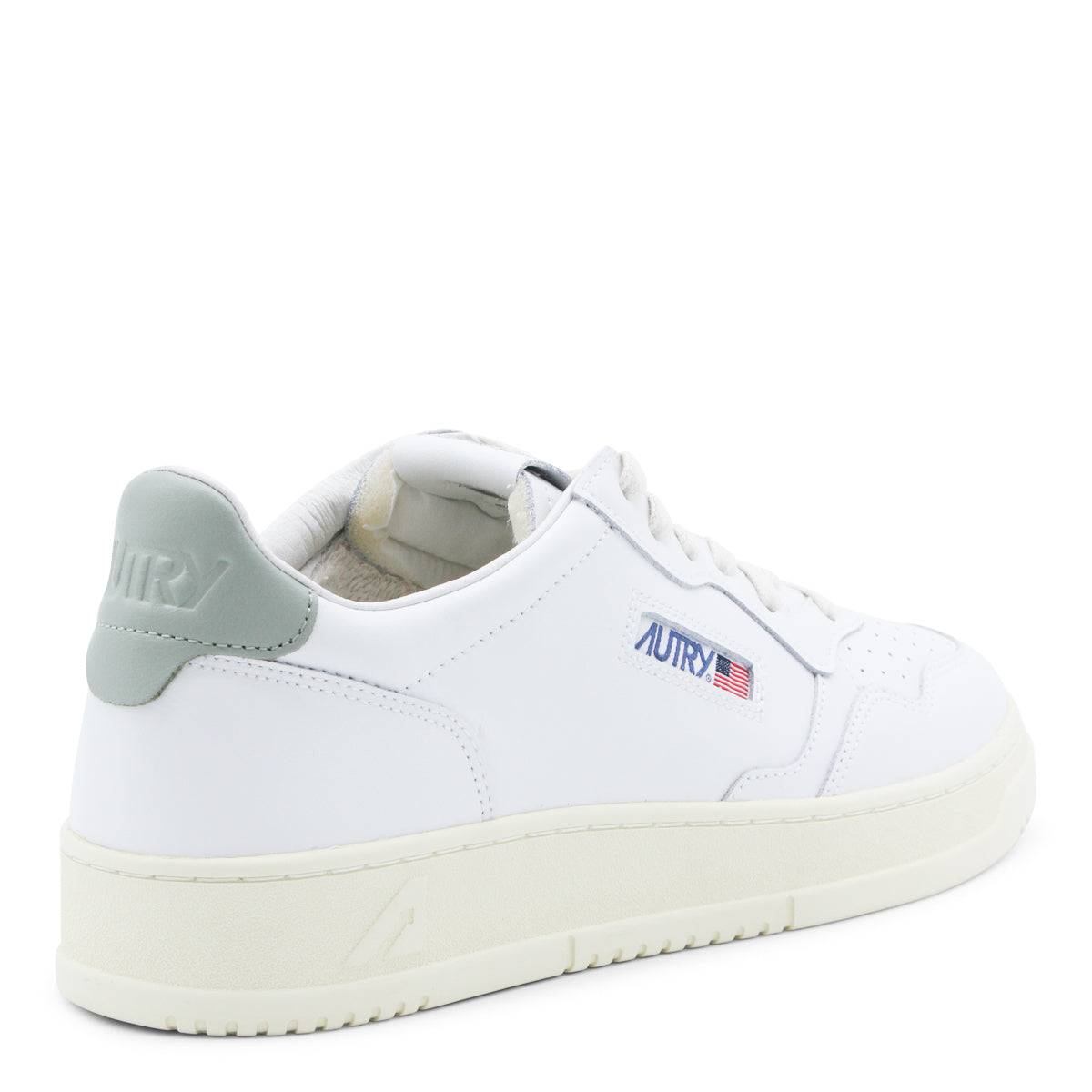 WHITE AND GREY LEATHER ACTION SNEAKERS