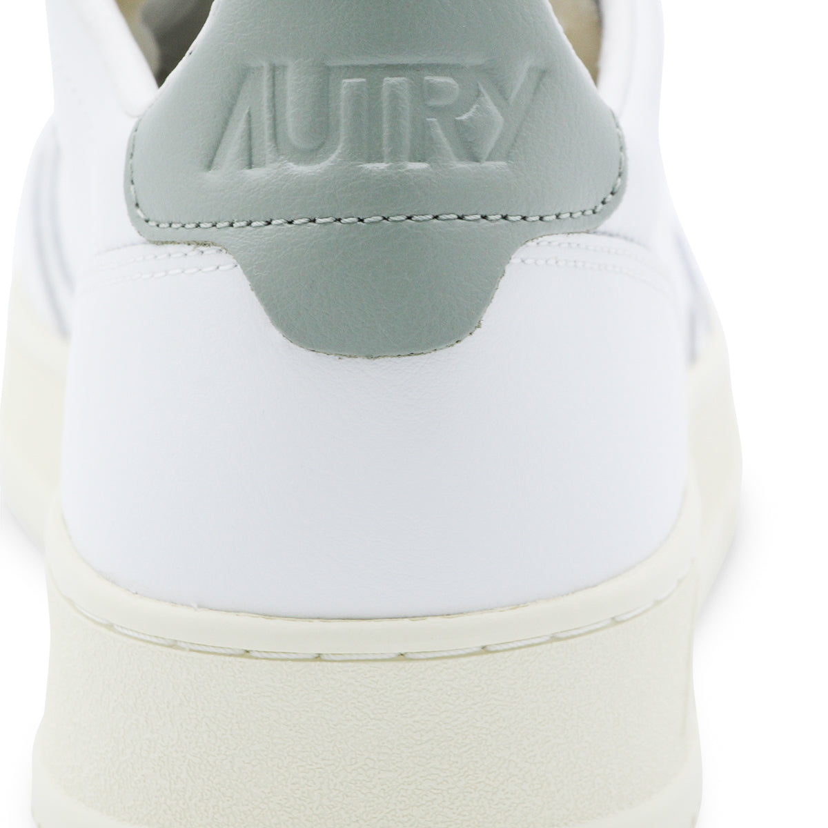 WHITE AND GREY LEATHER ACTION SNEAKERS