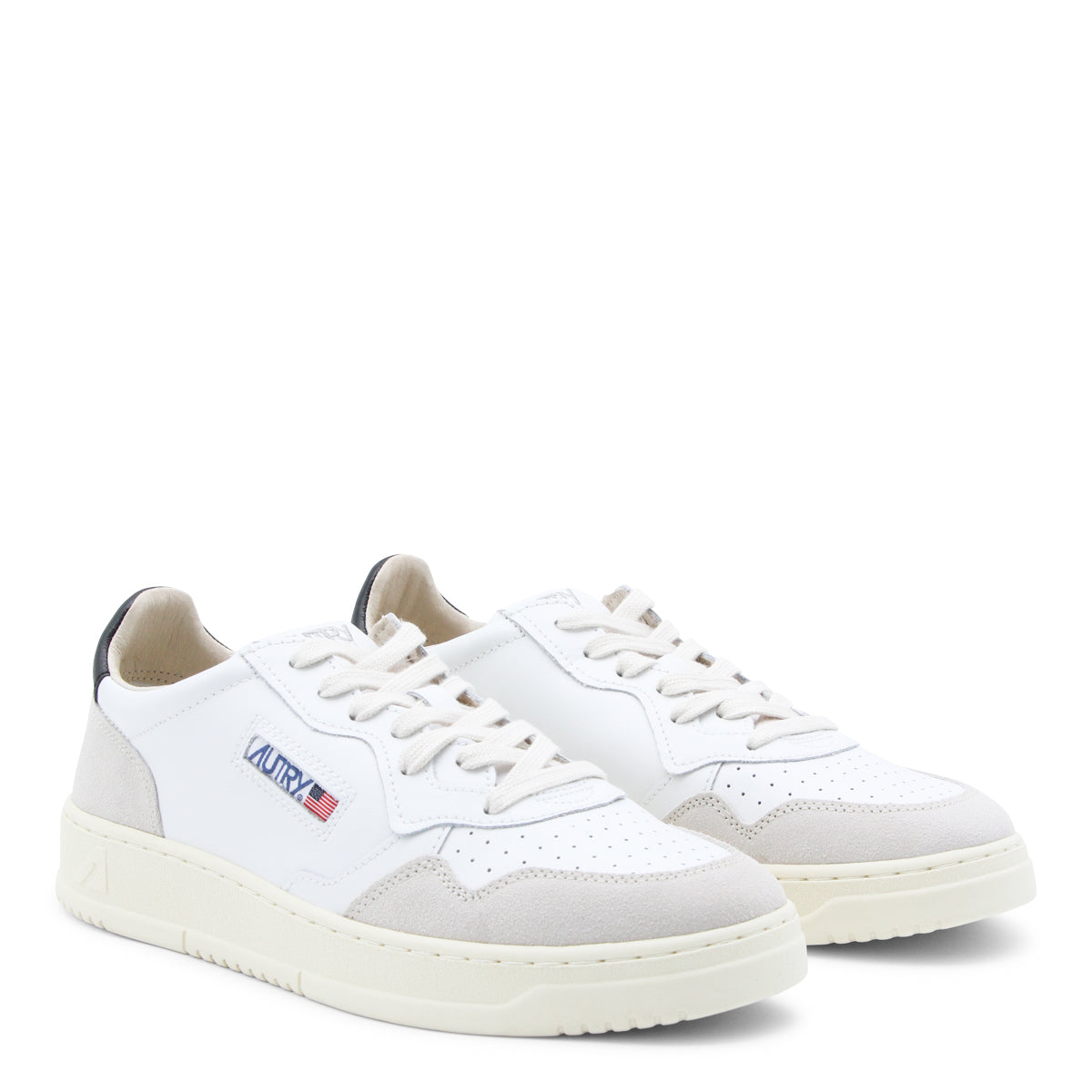 WHITE AND BLACK LEATHER SNEAKERS