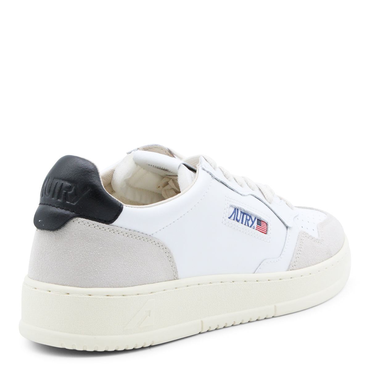 WHITE AND BLACK LEATHER SNEAKERS