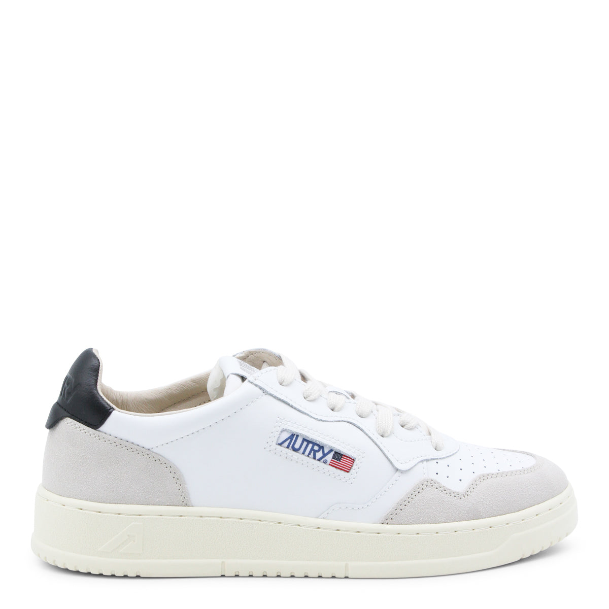 WHITE AND BLACK LEATHER SNEAKERS