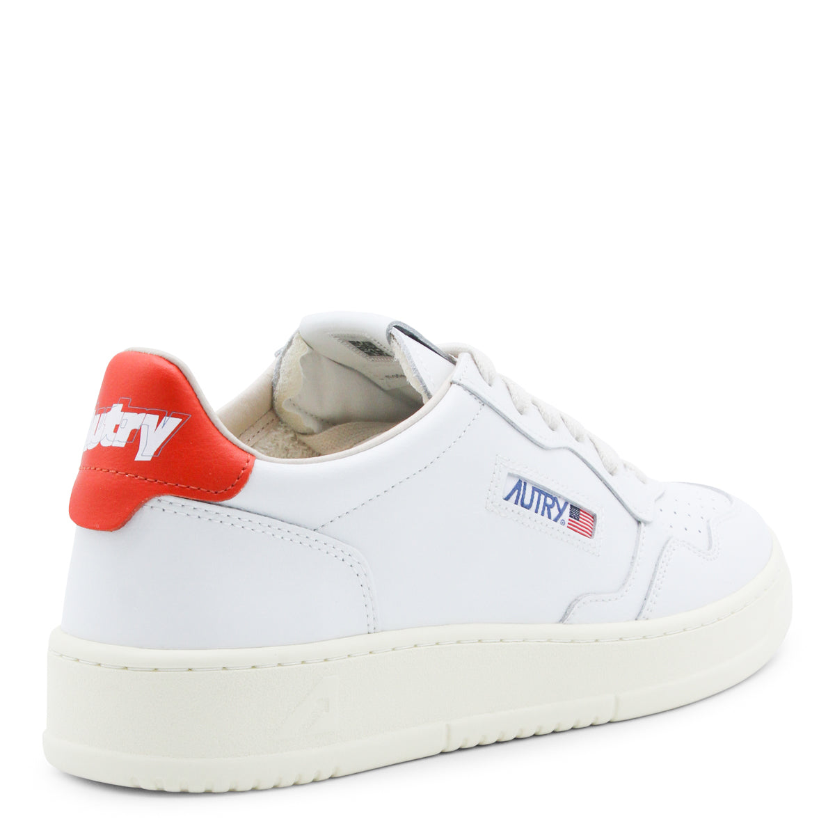 WHITE AND RED LEATHER SNEAKERS