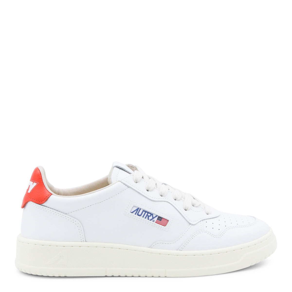 WHITE AND RED LEATHER SNEAKERS