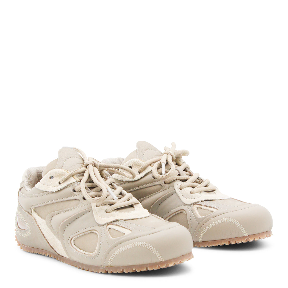 TAN AND GUM LEATHER CLAY SNEAKERS