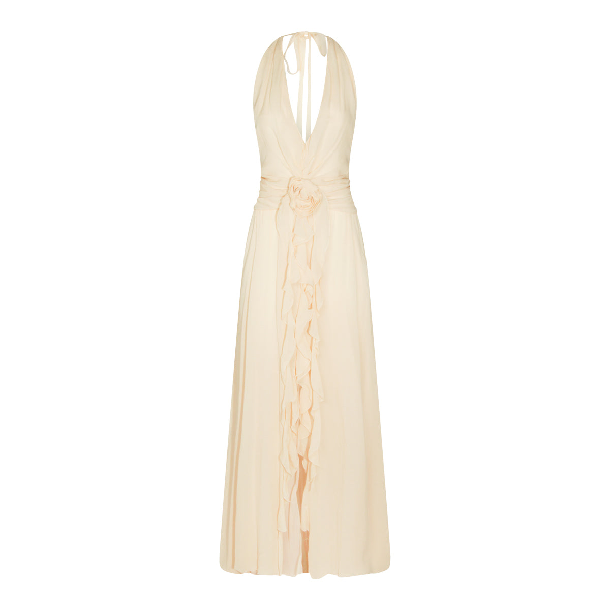 BEIGE VISCOSE MAXI DRESS