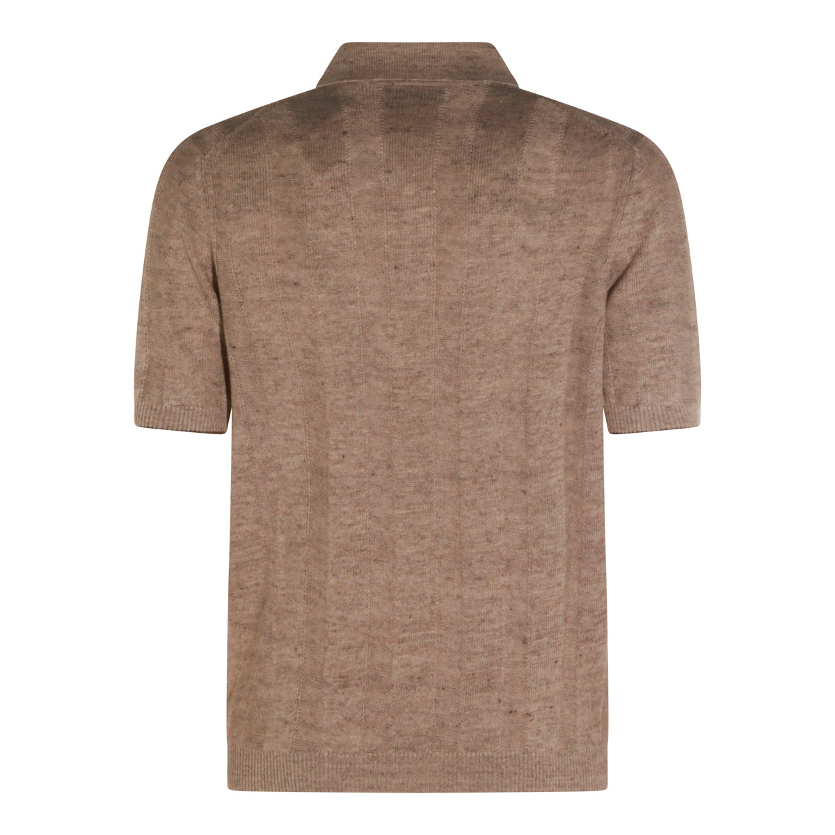 CAMEL LINEN POLO SHIRT