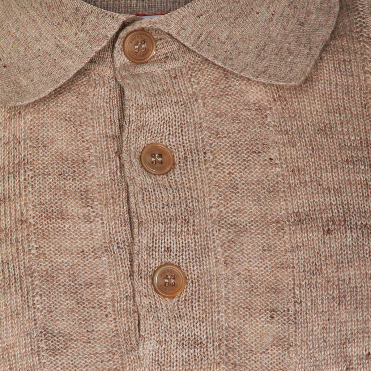 CAMEL LINEN POLO SHIRT