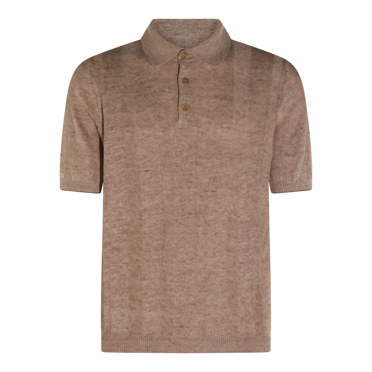 CAMEL LINEN POLO SHIRT