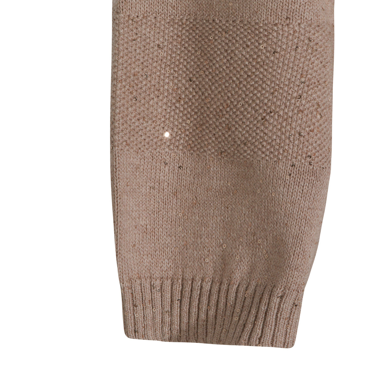 BEIGE COTTON BLEND STRASS KNITWEAR