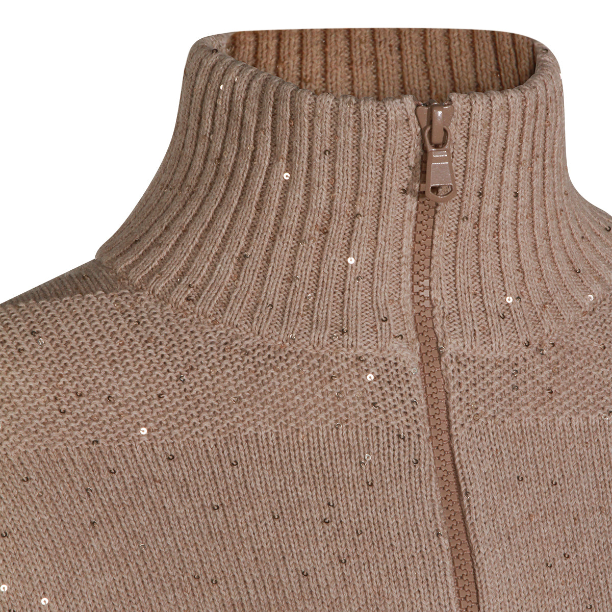 BEIGE COTTON BLEND STRASS KNITWEAR
