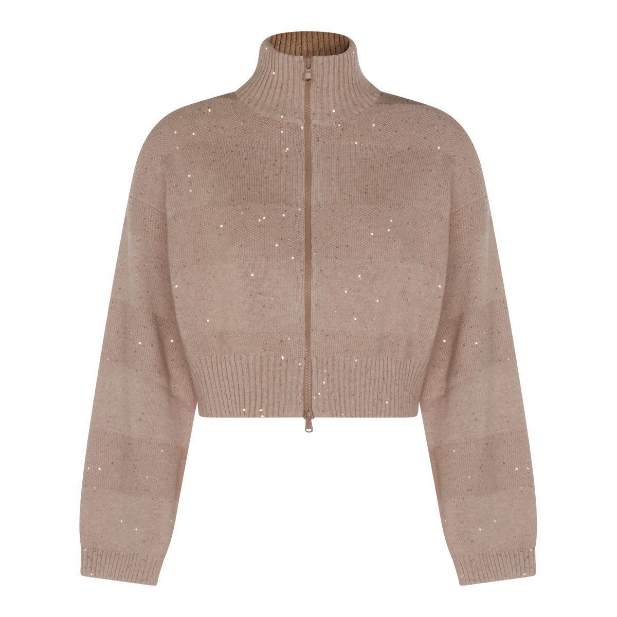 BEIGE COTTON BLEND STRASS KNITWEAR