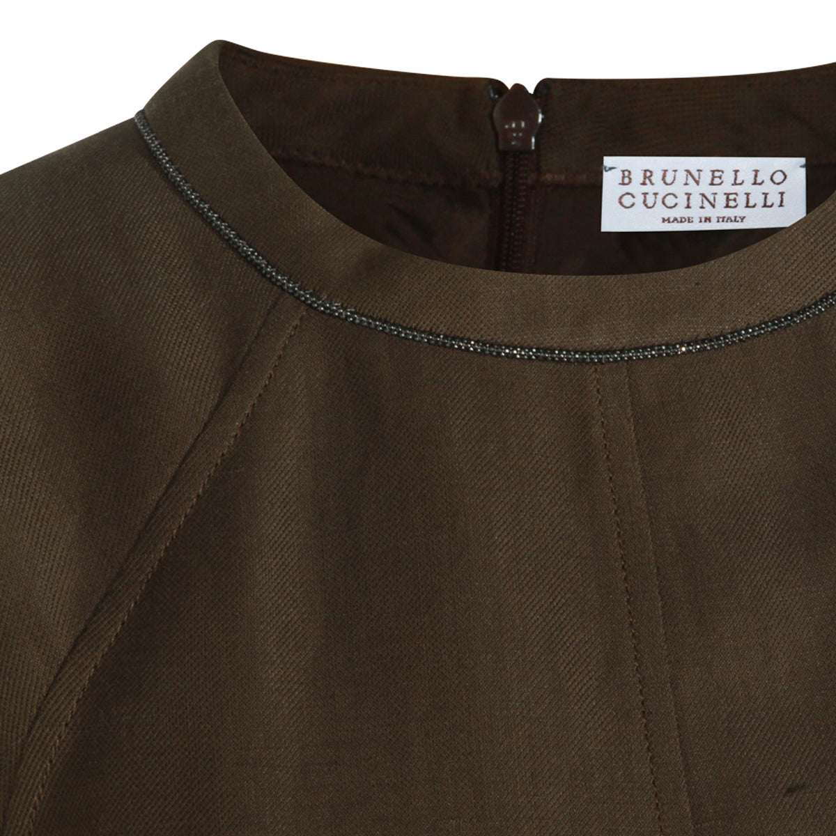 BROWN VISCOSE AND LINEN BLEND DRESS