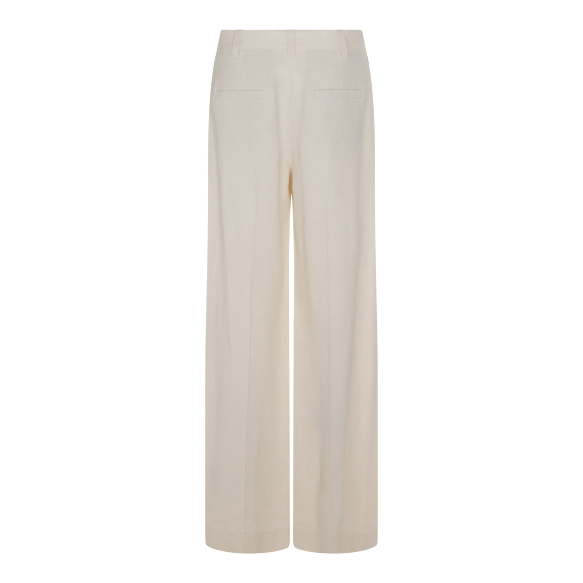 IVORY VISCOSE AND LINEN BLEND PANTS