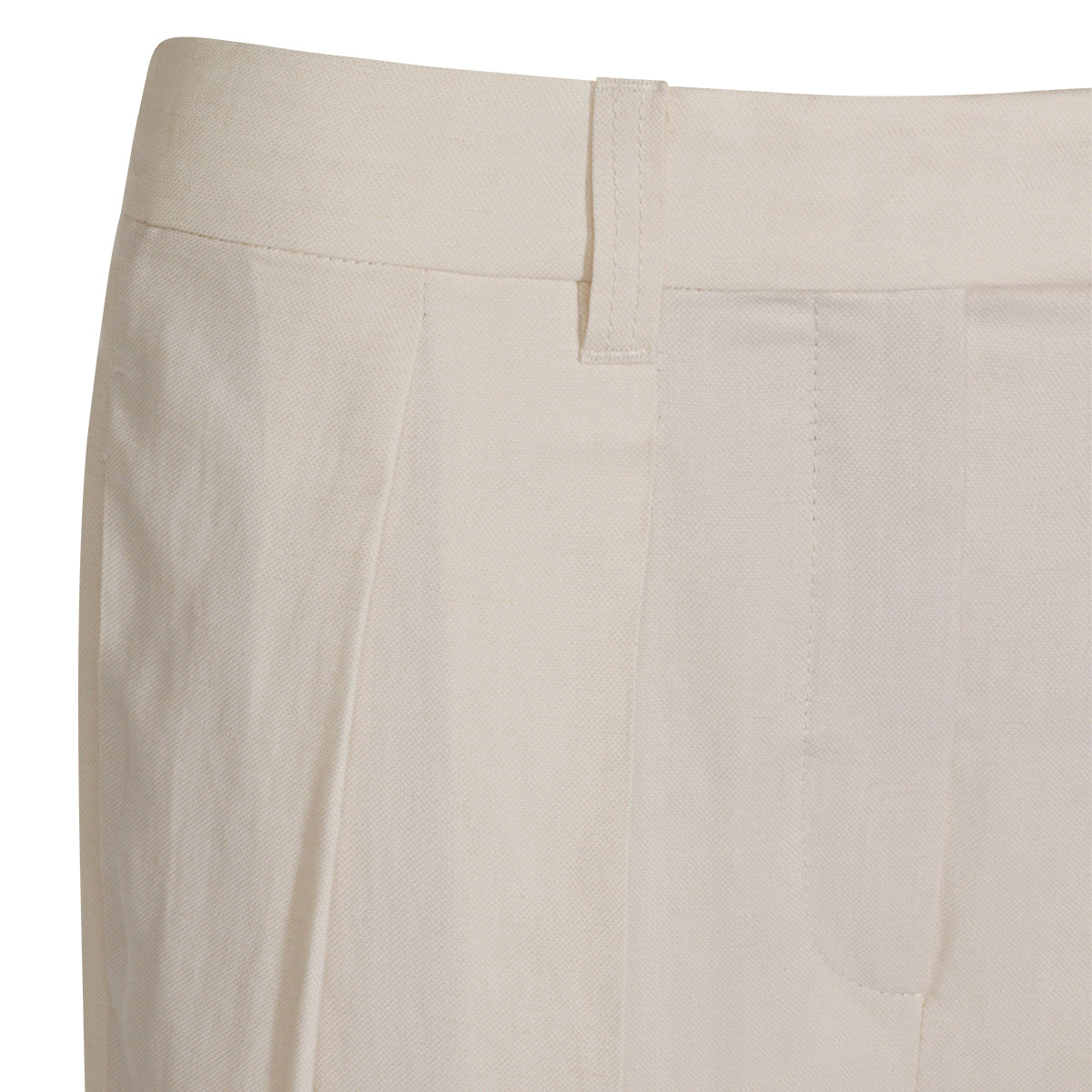 IVORY VISCOSE AND LINEN BLEND PANTS