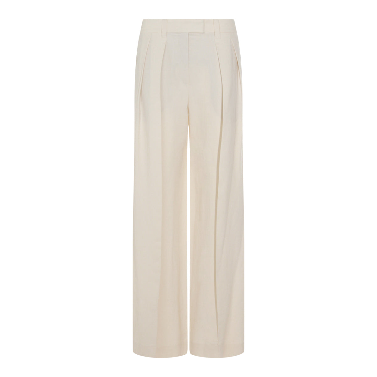 IVORY VISCOSE AND LINEN BLEND PANTS