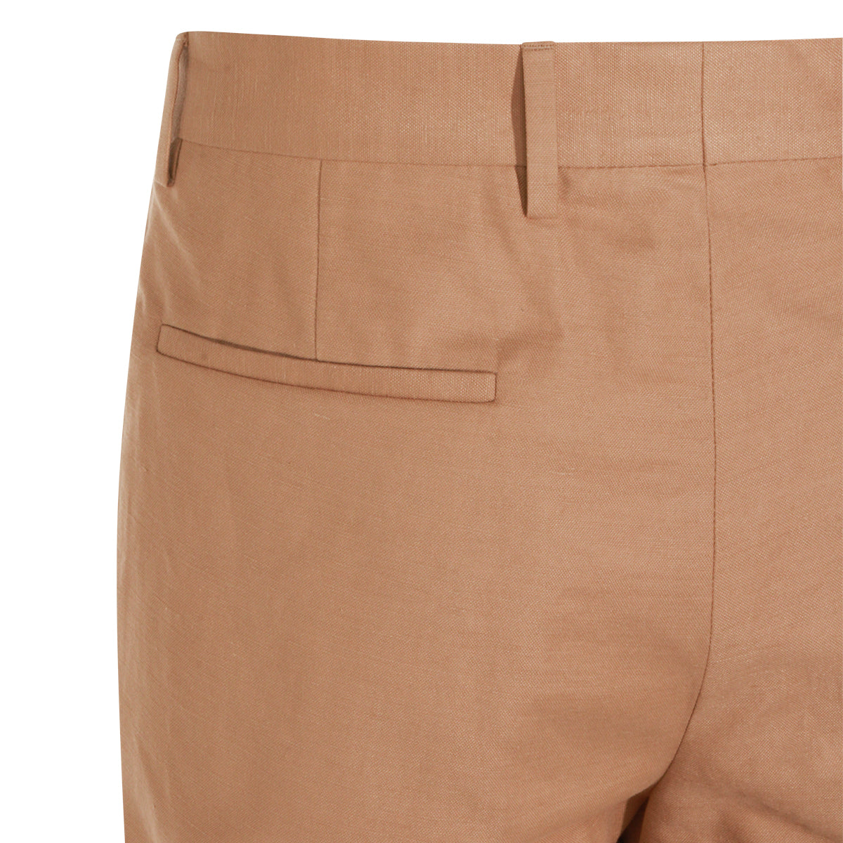 CARAMEL COTTON AND LINEN BLEND PANTS