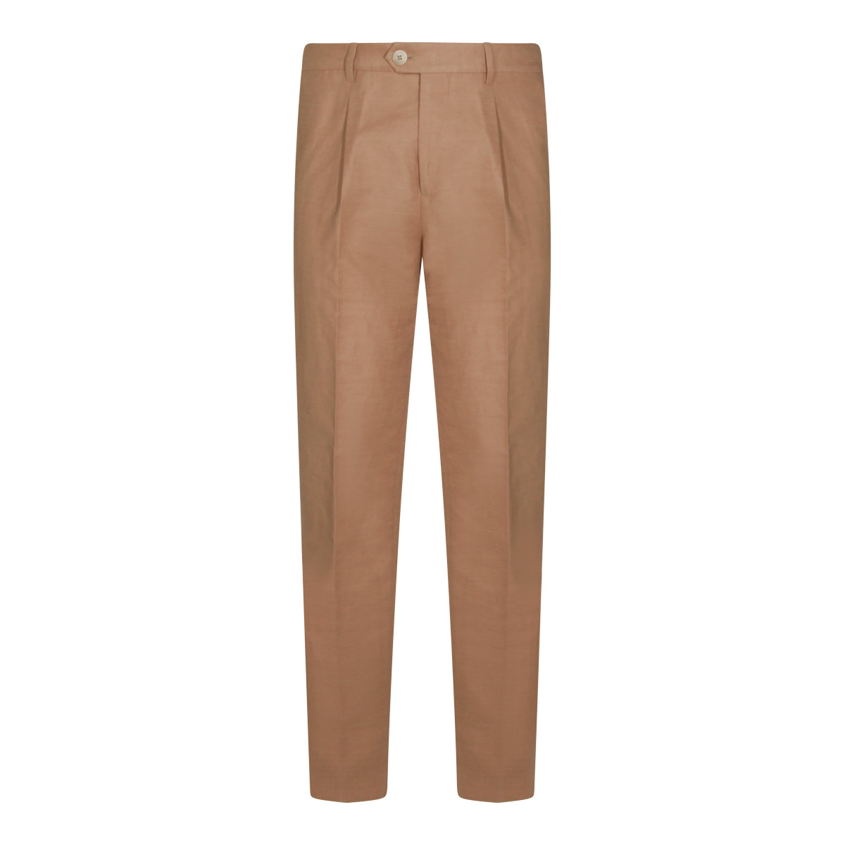 CARAMEL COTTON AND LINEN BLEND PANTS