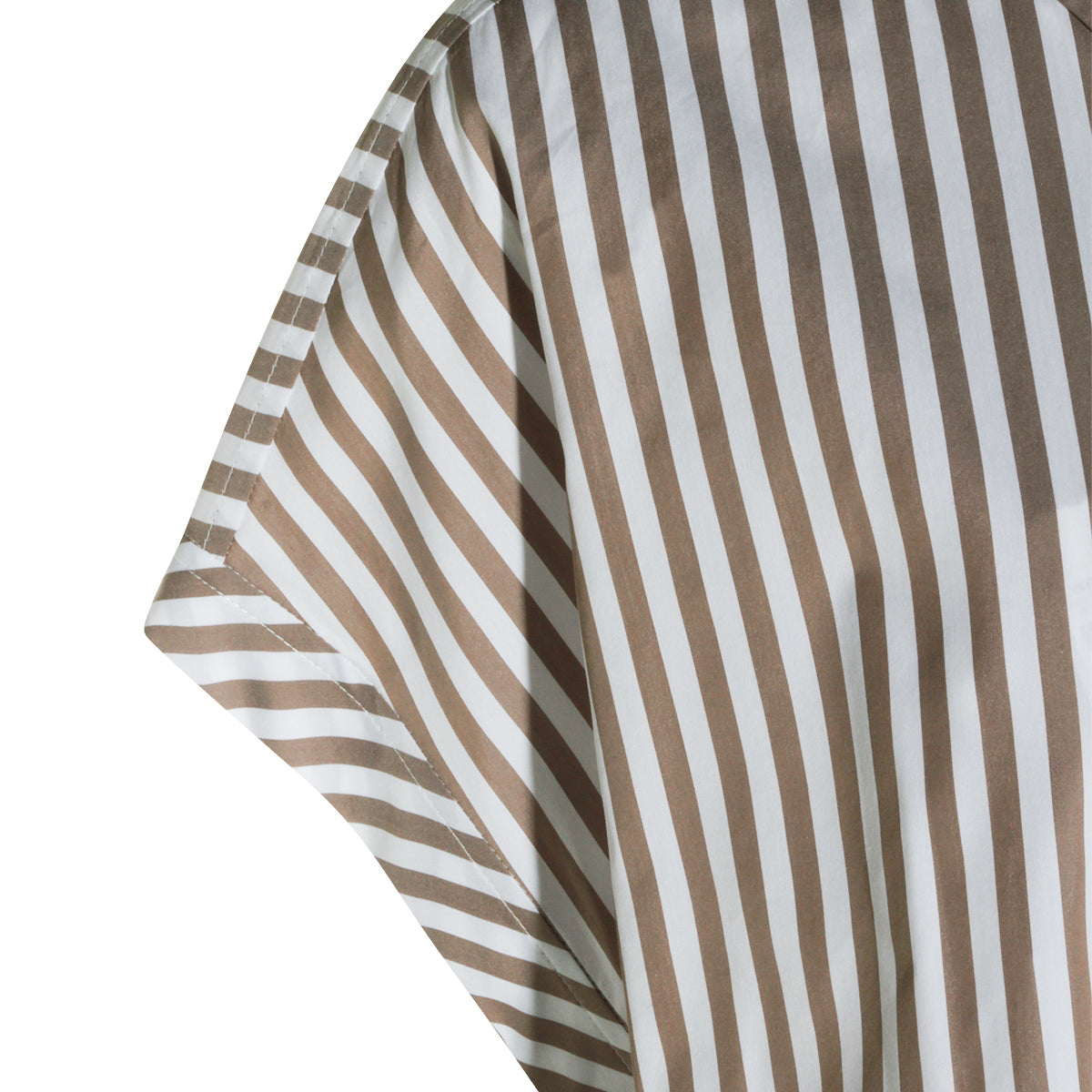 BROWN AND WHITE COTTON AND SILK BLEND STRIPED SHIRT