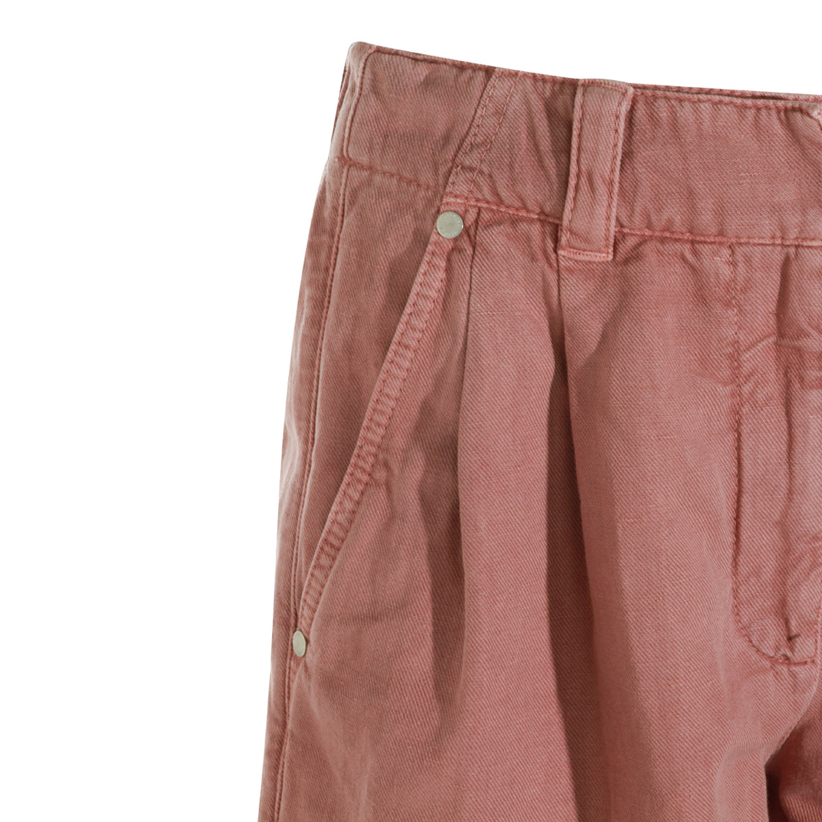 ANTIQUE PINK COTTON AND LINEN SHORTS