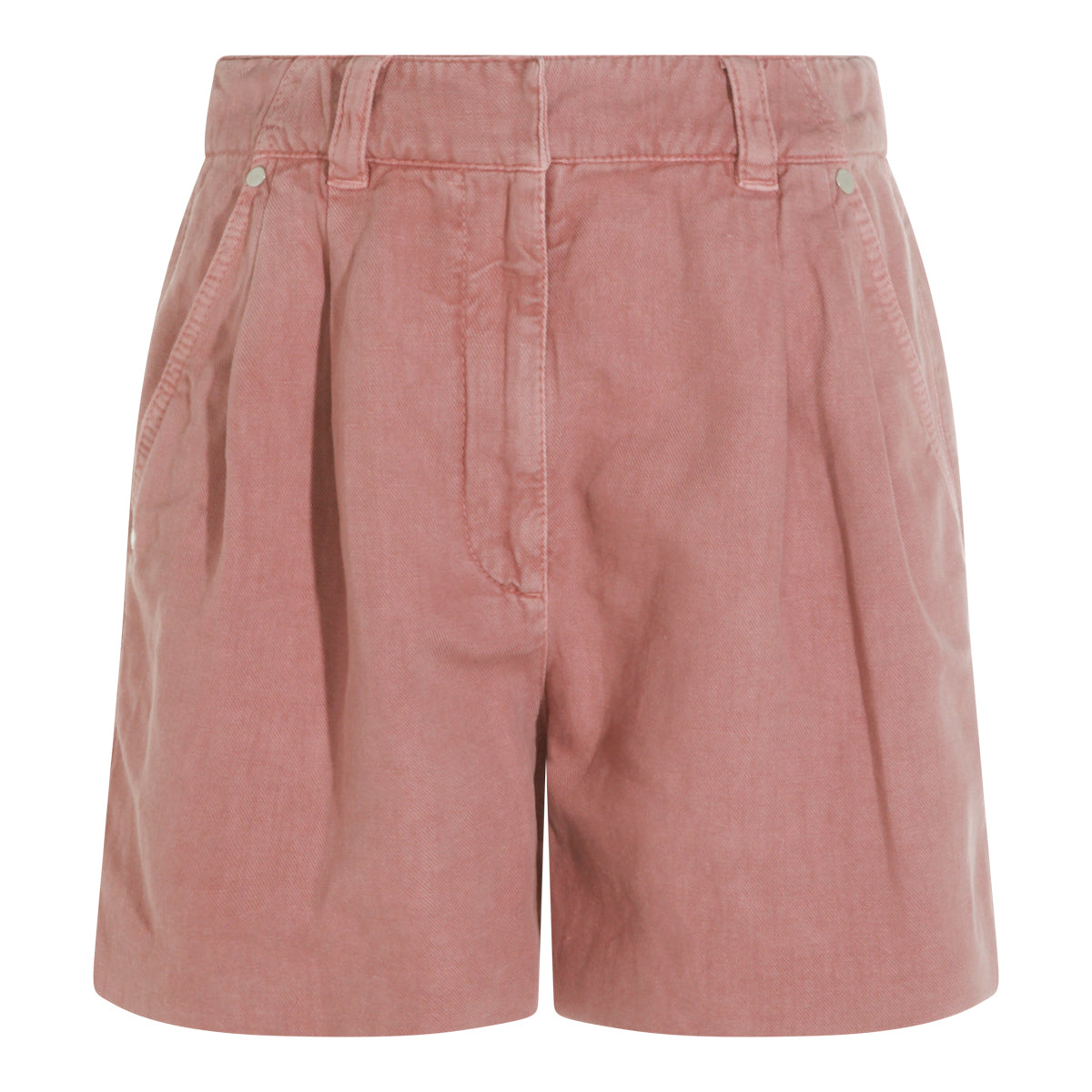 ANTIQUE PINK COTTON AND LINEN SHORTS