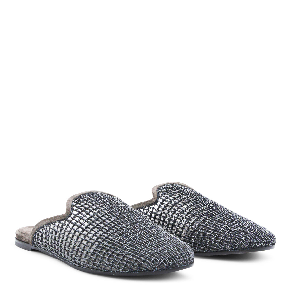 GREY LEATHER FLATS