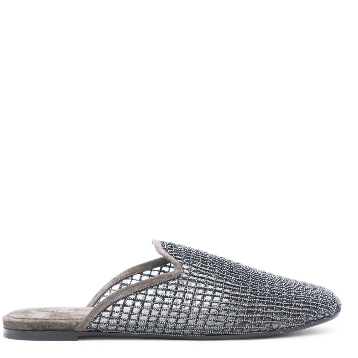 GREY LEATHER FLATS