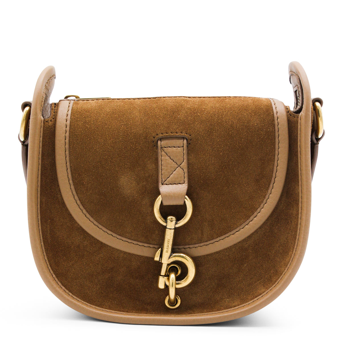 BROWN SUEDE MINI MESSENGER CROSSBODY BAG