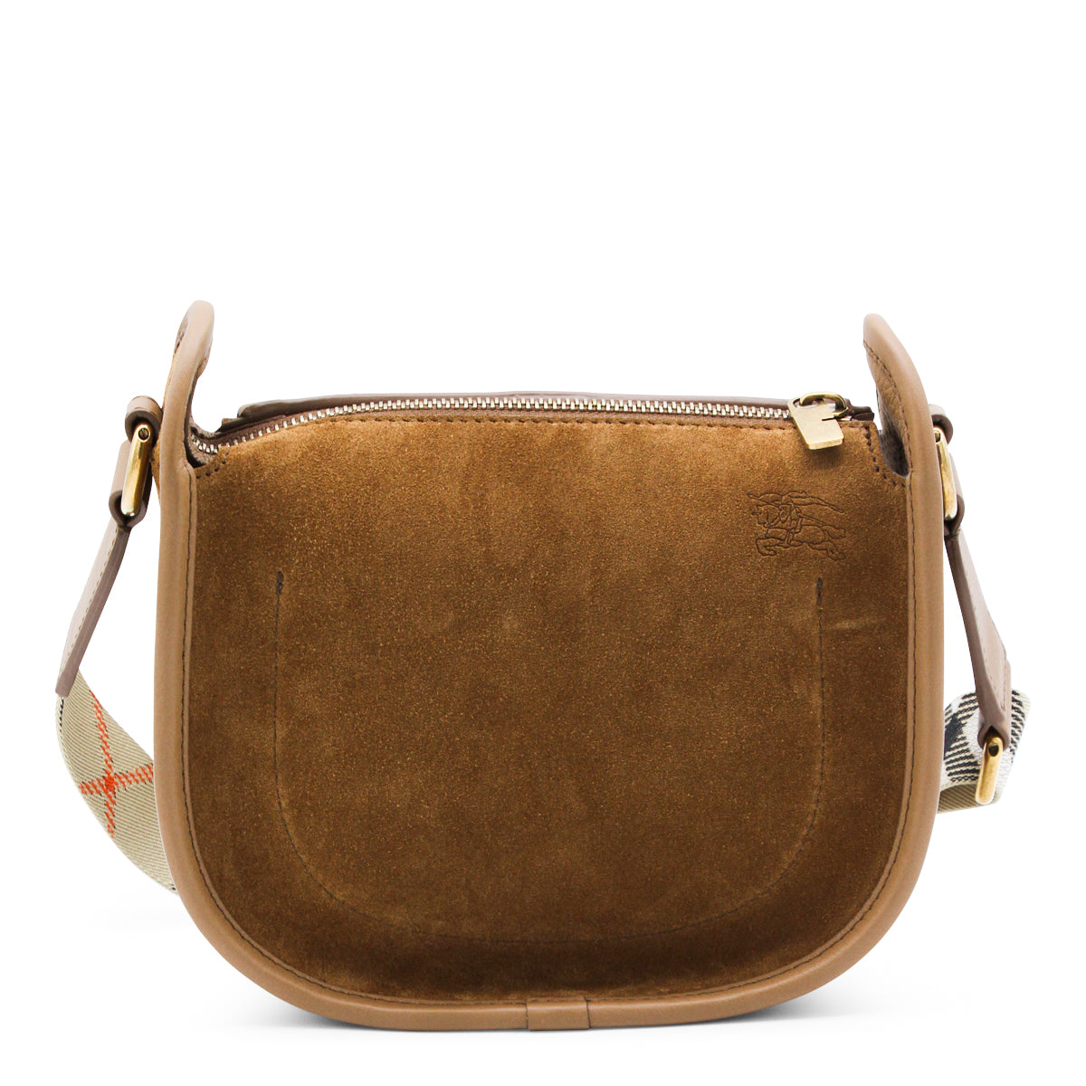 BROWN SUEDE MINI MESSENGER CROSSBODY BAG